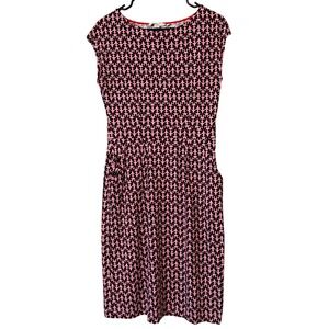 BODEN Florrie Jersey Dress Floral Black Pink US Size 8 Long/Tall Pockets